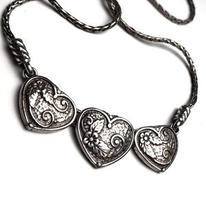 Brighton Heart Trio Stamped Silver Necklace